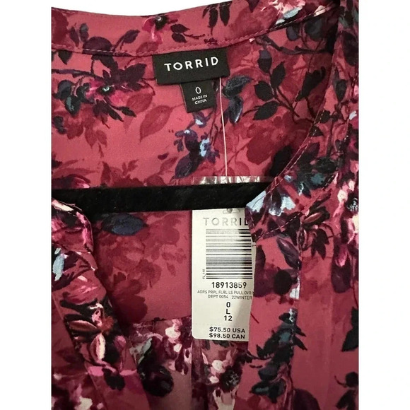 NWT Torrid Pink Floral‎ Print Long Sleeve Split Neck Shift Dress Size Large - Picture 2 of 4